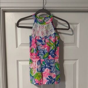 Lilly Pulitzer Kids Casual Romper - Pink and Blue Floral